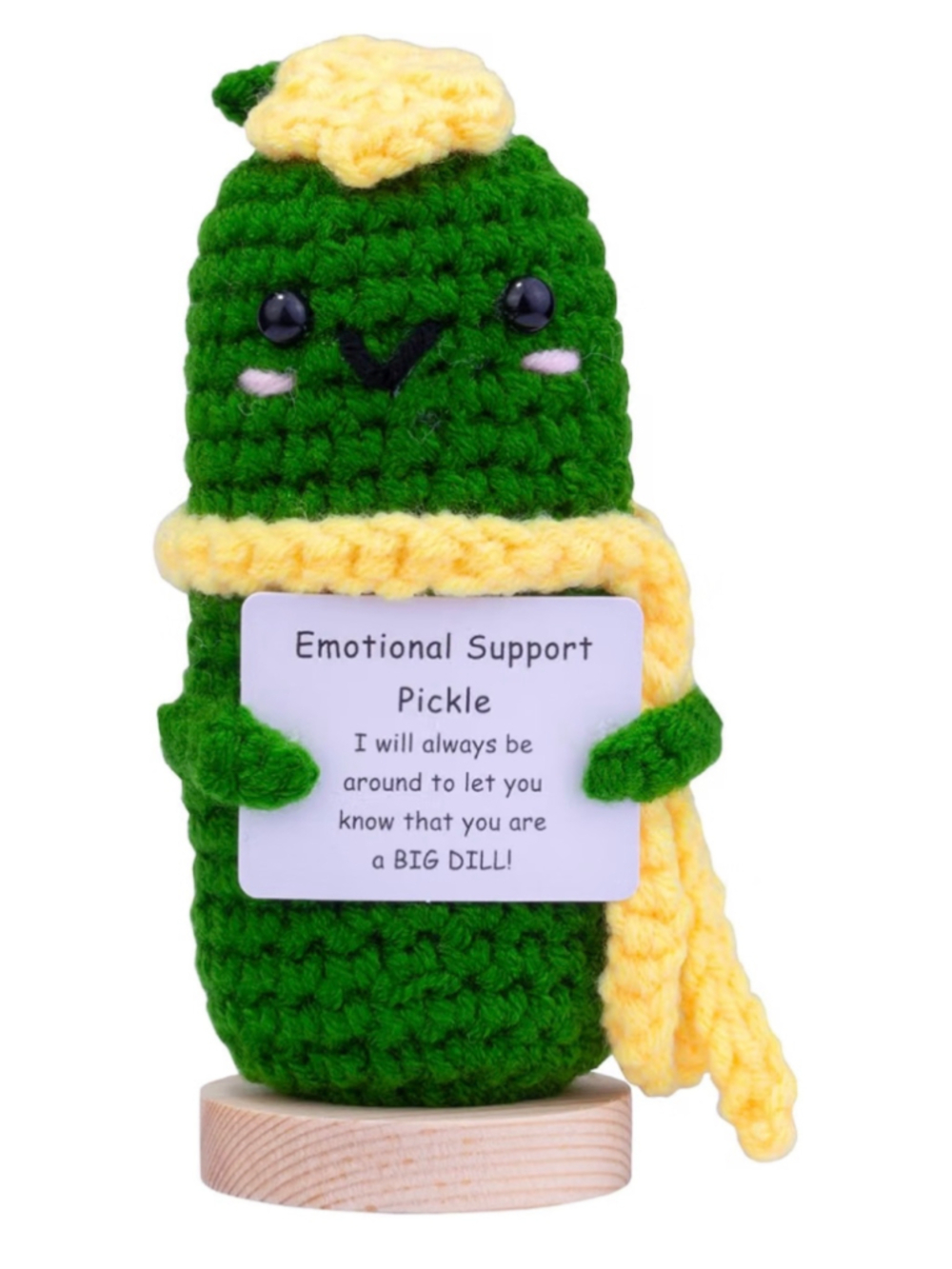 NEW Emotional Support Pickle Positive Card Knitted Crochet